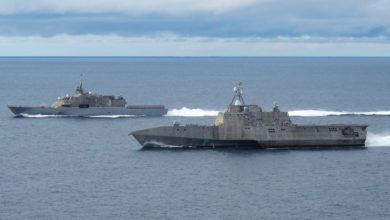 Littoral combat ships USS Freedom (LCS 1) and USS Independence (LCS 2)