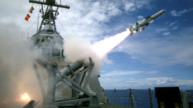 USS Coronado launches a Harpoon Block 1C missile