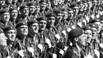 Russian soldiers parade on Red Square, Moscow
