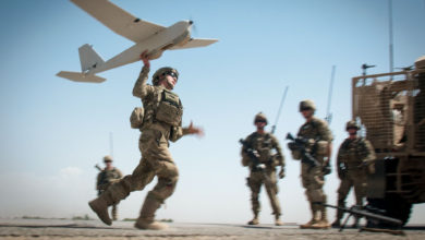 Launching an RQ-20 Puma drone