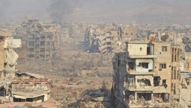 The remains of Yarmouk refugee camp near Damascus