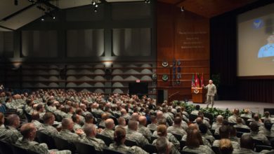 General Mark A. Welsh, III, 20th Chief of Staff of the US Air Force, addresses faculty, staff and students