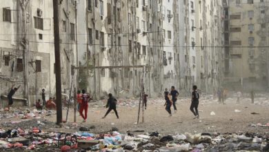 Children play football in Yemen
