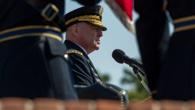 General Milley speaks during Chief of Staff change of responsibility ceremony