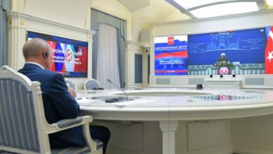 Russian President Putin video conferencing