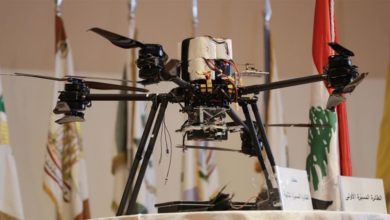 In this file photo from September 19, 2019, Lebanon's defence ministry displays an alleged Israeli drone that was captured by Lebanese forces after falling in a southern Beirut suburb