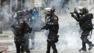 Police spray tear gas