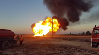 Site of the attack on a gas pipeline near Damascus in Syria.