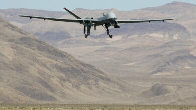 An MQ-9 Reaper takes off 8 August, 2007 at Creech Air Force Base in Indian Springs, Nevada.