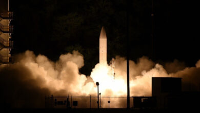 Photo of a common hypersonic glide body launche from Pacific Missile Range Facility, Kauai, Hawaii, during a Defense Department flight experiment, March 19, 2020.
