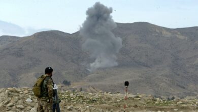 Smoke from a previous U.S. air strike in Nangarhar province