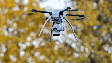 A drone operated by airmen flies over a training area at Joint Base Elmendorf-Richardson, Alaska, Oct. 8, 2019, while capturing aerial intelligence during Polar Force 20-1, a two-week exercise designed to test the base’s mission readiness