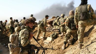 Turkish-backed Syrian rebels and Turkish soldiers in Ras Al Ain, Syria.