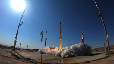 A handout picture provided by Iran's Defence Ministry shows the launch of Iran's newest satellite-carrying rocket, called "Zuljanah," at an undisclosed location on February 1, 2021.