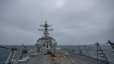 The Arleigh Burke-class guided-missile destroyer USS John Finn