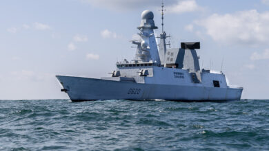 frigate running on water