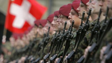 Swiss soldiers in ceremonial guard