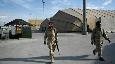 Afghan Army soldiers at Bagram air base after the departure of all US and NATO troops, some 70 kilometers north of Kabul, on July 5, 2021
