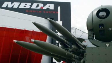 MBDA missiles are displayed at the Farnborough Airshow in Britain in 2004