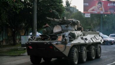An Ukrainian BTR-3 armored personnel carrier in Myanmar's largest city of Yangon, February 2021
