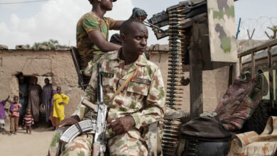 Nigerian soldiers patrolling