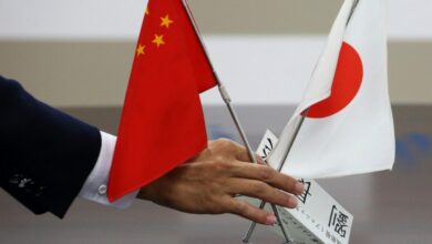 Chinese and Japanese flags