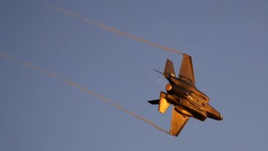 An Israeli F-35 fighter jet performs during an air show