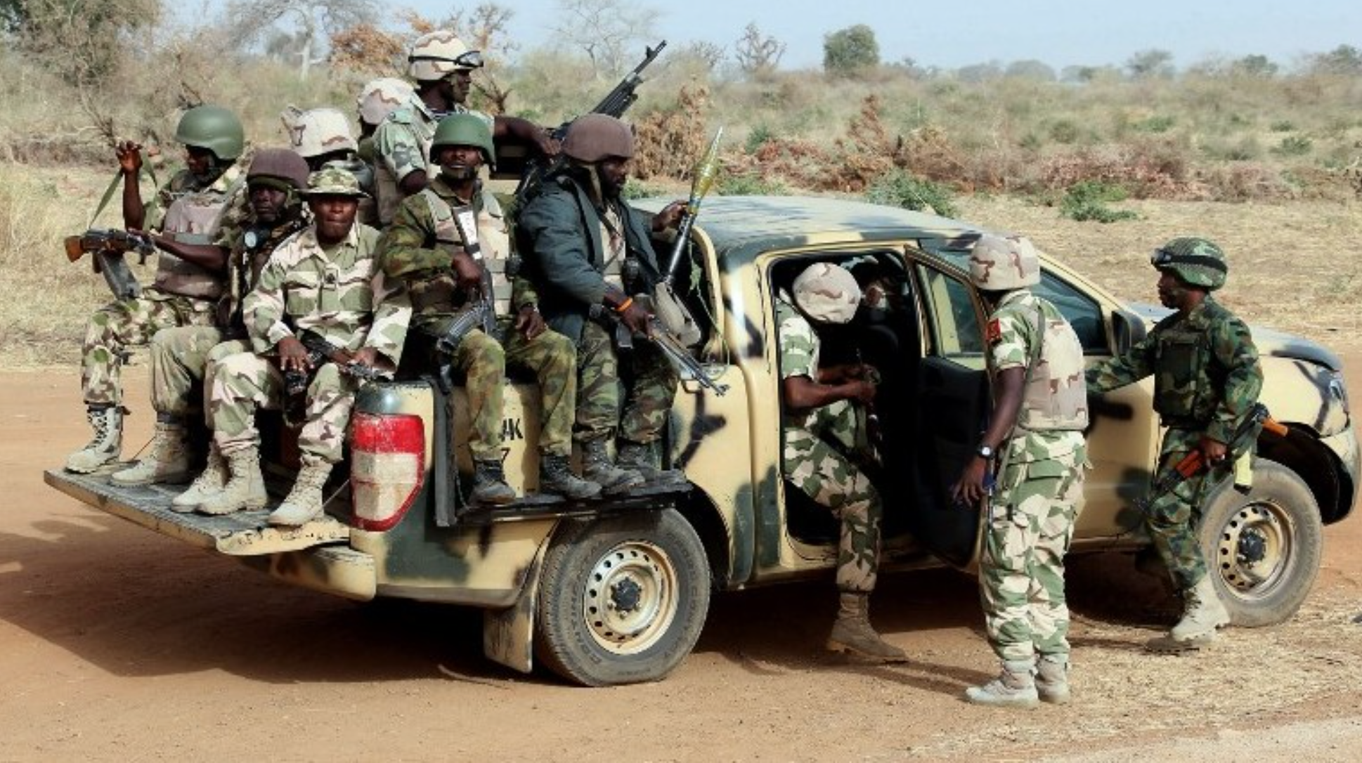 Nigerian army soldiers on patrol