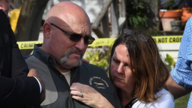Pastor Frank Pomeroy and his wife Sherri speak during a press conference