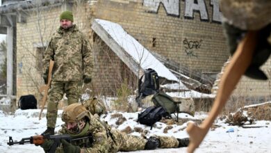 Ukrainian Territorial Defense Forces, the military reserve of the Ukrainian Armes Forces, take part in a military exercise near Kyiv