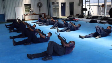 Chinese officers train the Royal Solomon Islands Police Force in unarmed combat skills