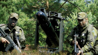 Swedish Robot 17 anti-ship missile system launch unit