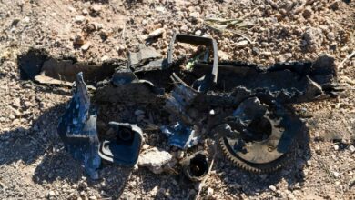 Debris is pictured at the site where a US drone targeted Maher al-Agal