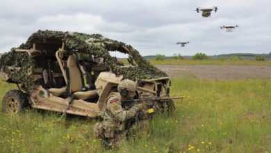 Royal Marines carry out experimental exercises with swarms of drones