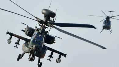 An AH-64 Apache attack helicopter.
