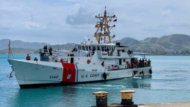 The US Coast Guard fast response cutter Oliver Henry arrives in Port Moresby, Papua New Guinea