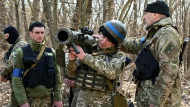 Members of the Ukrainian Territorial Defence Forces attend tactical, combat and first aid training course during Russia's military invasion