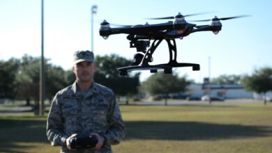 US Army Operations Support Flight commander operates drone