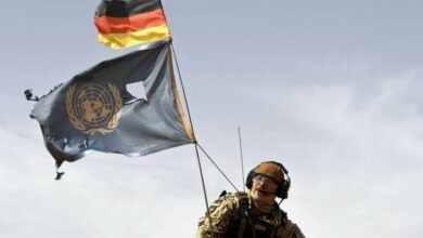 A German soldier patrols the route from Gao to Gossi, Mali