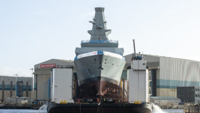 UK Royal Navy's first Type 26 frigate HMS Glasgow.
