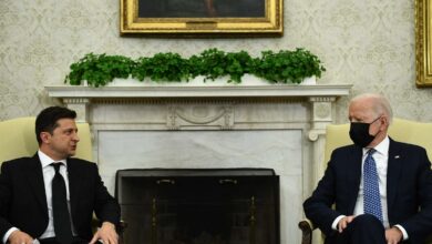 US President Joe Biden meets with Ukraine’s President Volodymyr Zelensky in the Oval Office of the White House in Washington