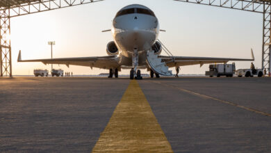 A new U.S. Air Force E-11A BACN aircraft sits parked at Prince Sultan Air Base, Kingdom of Saudi Arabia, Dec. 16, 2022. This E-11A is the newest addition to 430th Expeditionary Electronic Communications Squadron's fleet. Commonly known as Battlefield Airborne Communications Node, or BACN, this aircraft extends the range of communications channels and enables better communication amongst units. (U.S. Air Force photo by Staff Sgt. Shannon Bowman)