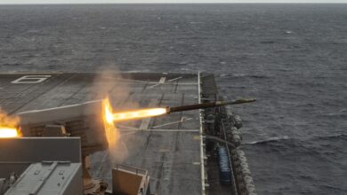 PHILIPPINE SEA (Jan. 24, 2023) The forward-deployed amphibious assault carrier, USS America (LHA 6), fires a RIM-116 Rolling Airframe Missile during routine operations while underway in the Philippine Sea, Jan. 24. America, lead ship of the America Amphibious Ready Group, is operating in the 7th Fleet area of operations. 7th Fleet is the U.S. Navy’s largest forward-deployed numbered fleet, and routinely interacts and operates with Allies and partners in preserving a free and open Indo-Pacific region. (Photo by Mass Communication Specialist 3rd Class Thomas B. Contant)