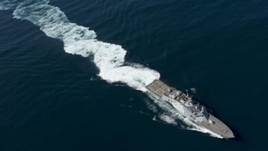 The littoral combat ship USS Freedom (LCS 1) is underway conducting sea trials off the coast of Southern California. Freedom, the lead ship of the Freedom variant of LCS, is expected to deploy to Southeast Asia this spring. (U.S. Navy photo by Mass Communication Specialist 1st Class James R. Evans/Released)