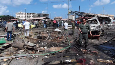 A bus station that was bombed in Jableh, Syria