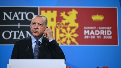 Turkey's President Recep Tayyip Erdogan addresses media representatives during a press conference