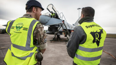 Typhoons and engineers from Taktisches Luftwaffengeschwaver 71 "Richthofen" arrive at RAF Lossiemouth ahead of the their combined deployment to Estonia. They will be conducting in corss-training between the the German Air Force and RAF Typhoon assigned personel and to fly Qucik Reation Alert and Combined Baltic Air Policing training.