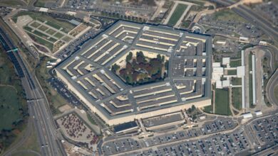 The Pentagon is seen from an airplane