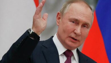 Russia's President Vladimir Putin during a news conference at the Kremlin