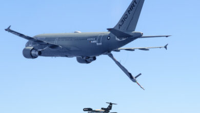 A310 MRTT and DT-25 drone over Spanish airspace.